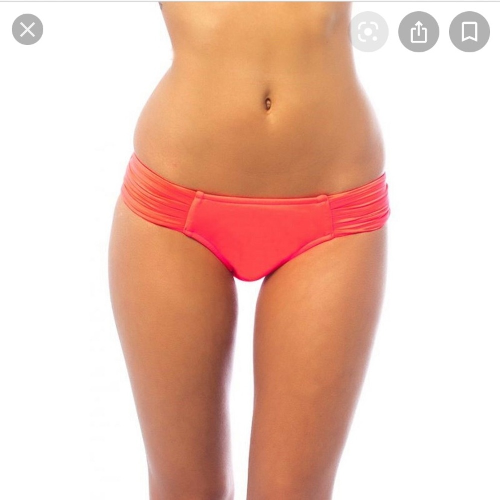 Seafolly Pleated Hipster Bikini Neon Coral Size 16